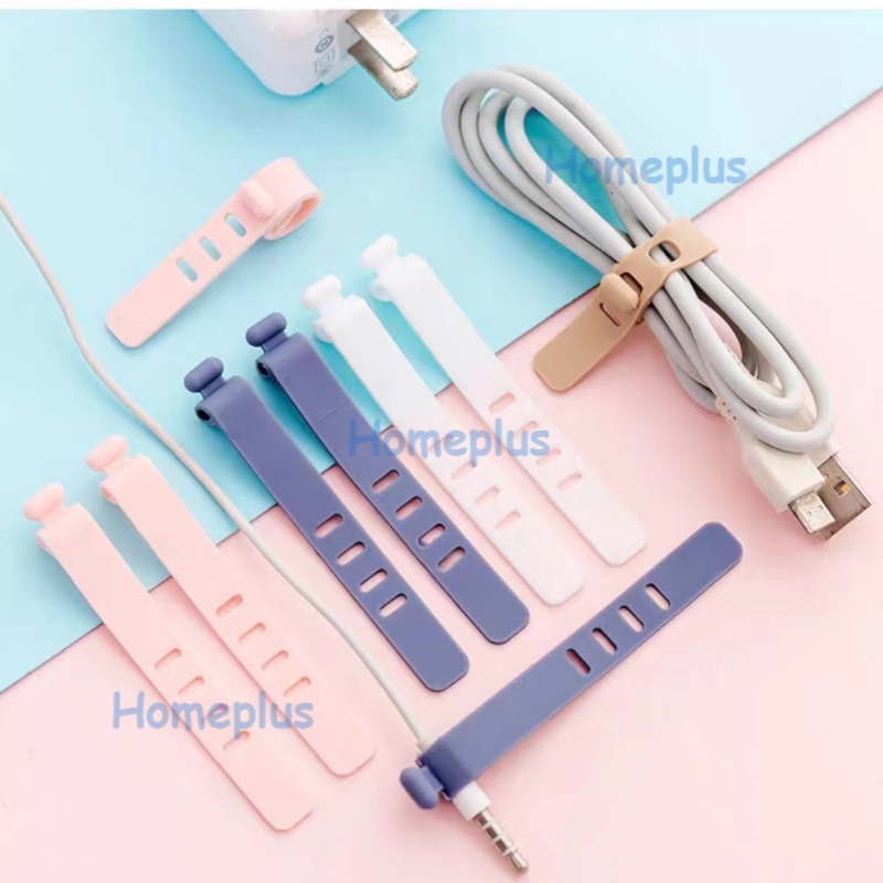 HomePlus Pengikat Kabel Charger Headset Silikon Kabel Organizer Cable Clip Cord Holder Karet Perapih Kabel Warna Macaroon