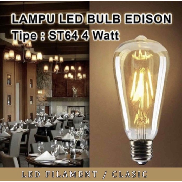 Lampu Led Filament Classic Retro Edison Bulb 4 Watt Warm