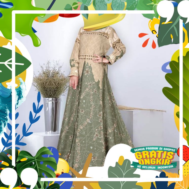 Gamis Maxmara Motif Melati Print Melati Busui Tangan Kancing Real Pict 00% Original // Gamis Maxmara