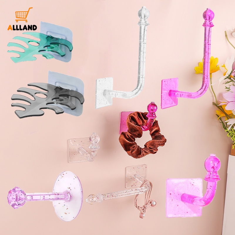 Transparan Kristal Self-adhesive Wall Hooks/Rak Penyimpanan Hiasan Dinding Tanpa Jejak Akrilik Serbaguna Headwear Holder