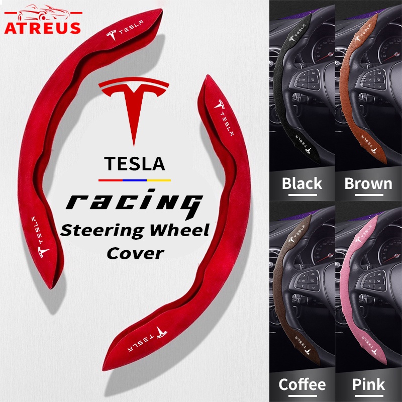 Tesla Sarung Pelindung Setir Mobil Sport Steering Wheel Cover Anti Slip Serap Keringat Untuk Tesla Model Y Model3 S X