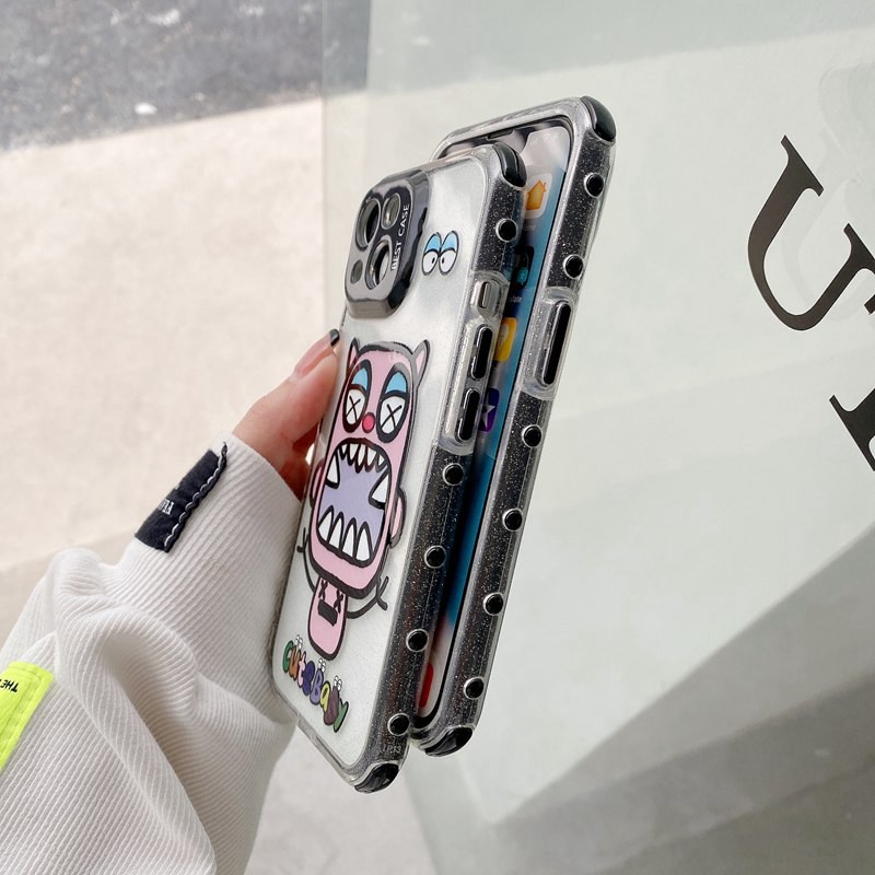 Fashion LOEVE &amp; Bigmouth Monster Galaxy Point Flash Casing Soft Case HP iP iPhone 14 13 12 11 Pro Max FTD New Cover Apple