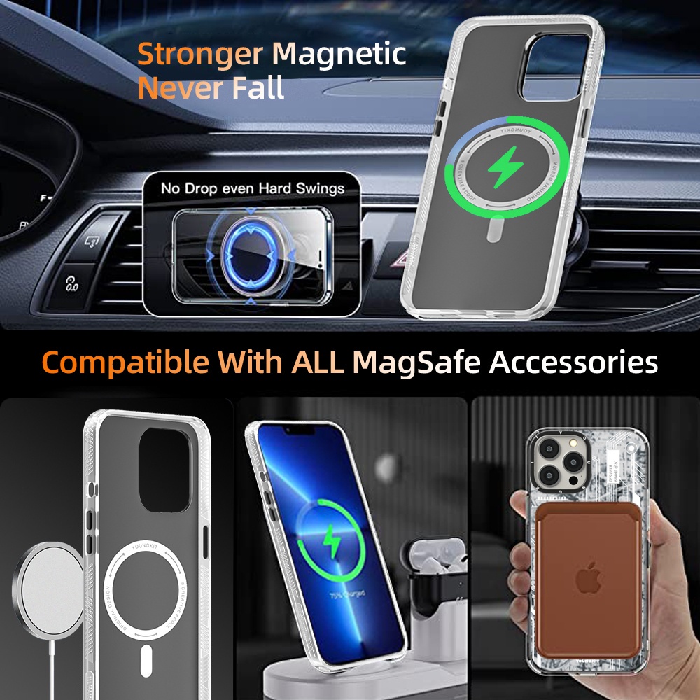 Youngkit Technology Design Phone Case Magsafe Suction Shockproof Magnetic Mobile For Iphone 14 13 Pro Max Plus
