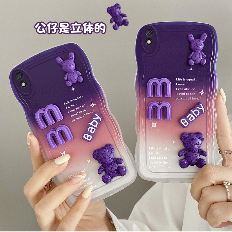 Andyh Casing Ponsel Untuk Xiaomi Redmi 9A Phone Case 3D Alphabet Bear Pelindung Kamera Pelindung Penutup Belakang Couple Case