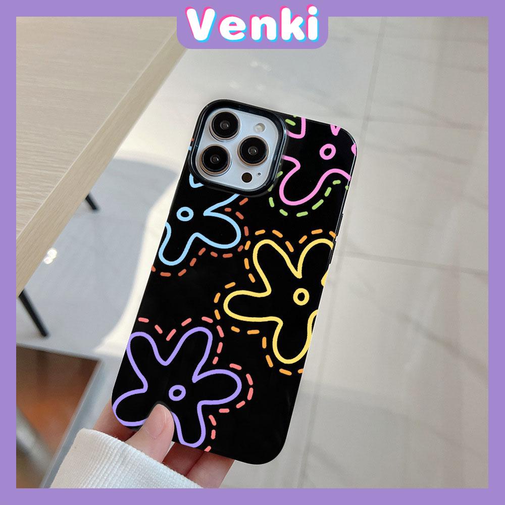 iPhone Case Soft TPU Glossy Black Candy Case Cute Colorful Flowers Camera Protection Shockproof For iPhone 14 13 12 11 Pro Max 7 8 Plus X XR