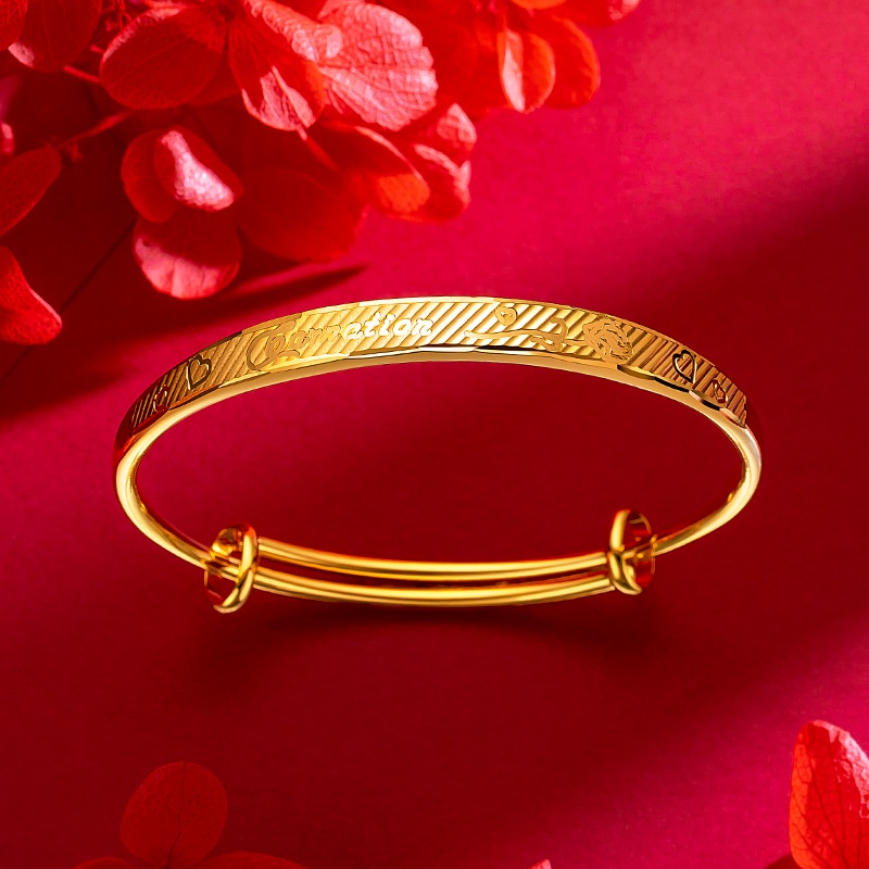 Goldkingdom Aksesoris Fashion 24 K Bangkok Aksesoris Stok Lapis Emas Menebal Kontrol Angka Komputer Carnation Bunga Gelang Hadiah Ibu