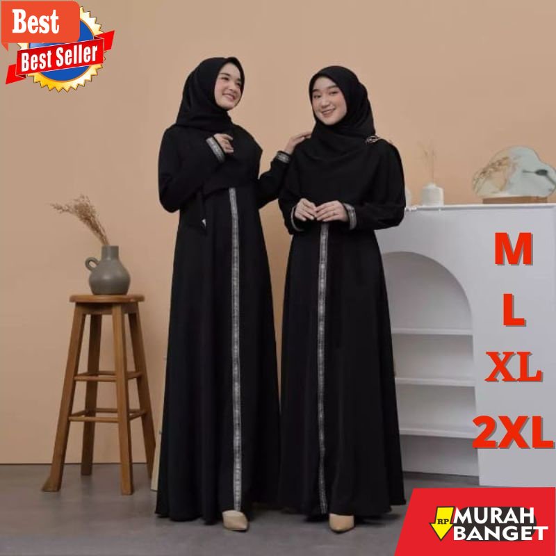 Gaya ala timur tengah di hari raya- Abaya Hitam Polos Jetblack Turkey Modern Baju Gamis Hitam Polos 
