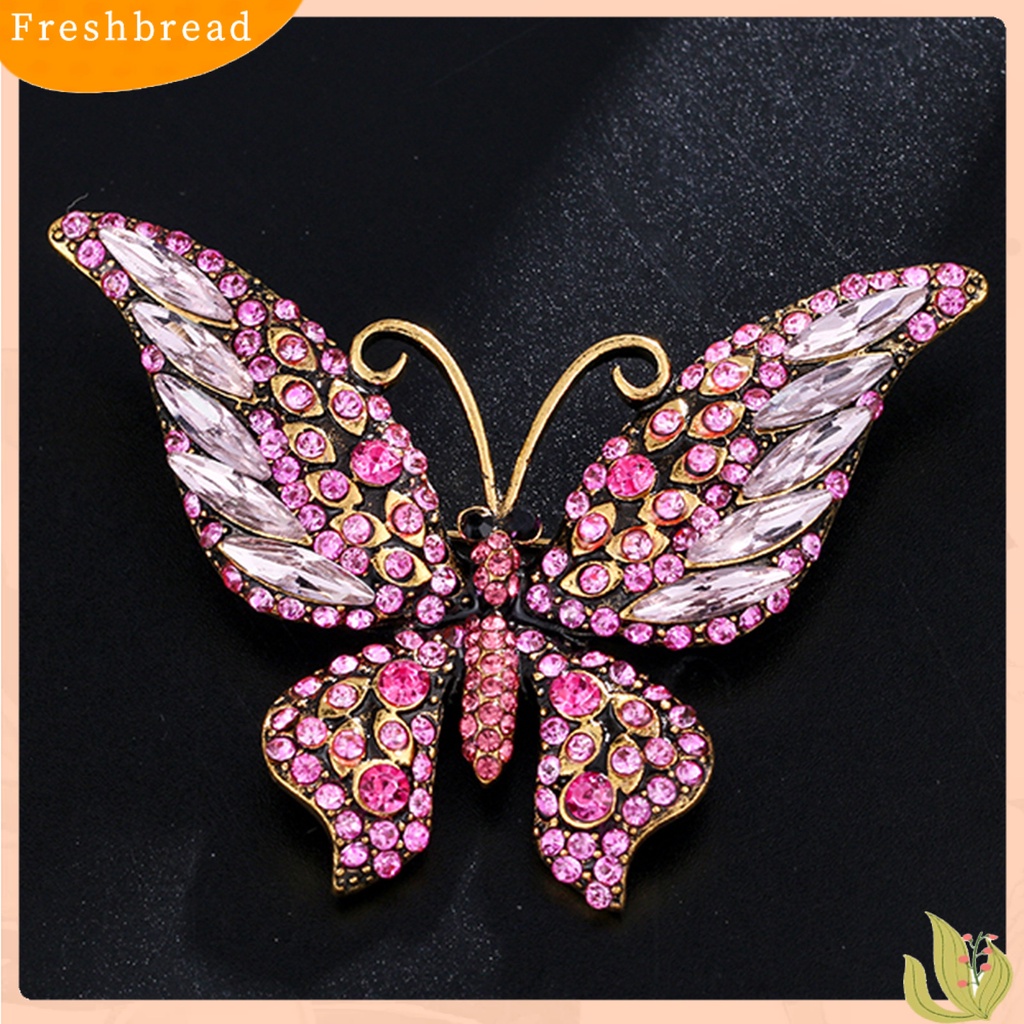 < Freshbread > Kupu-Kupu Bentuk Besar Kerah Pin Natal Berlian Imitasi Mengkilap Bros Pin Syal Klip