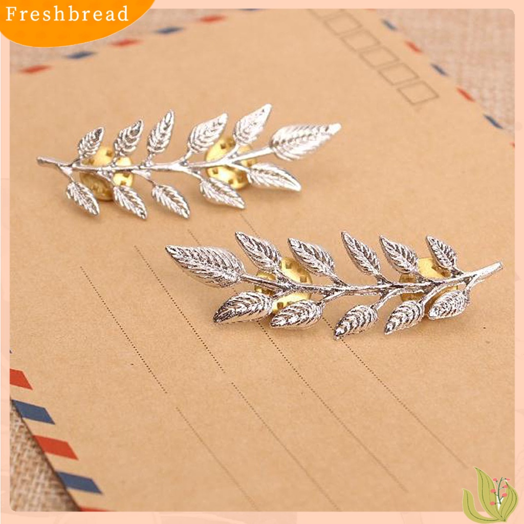 < Freshbread > 1pasang Pin Bros Bentuk Daun Dekorasi Perhiasan Tahan Lama Kerah Bros Pakaian Decor