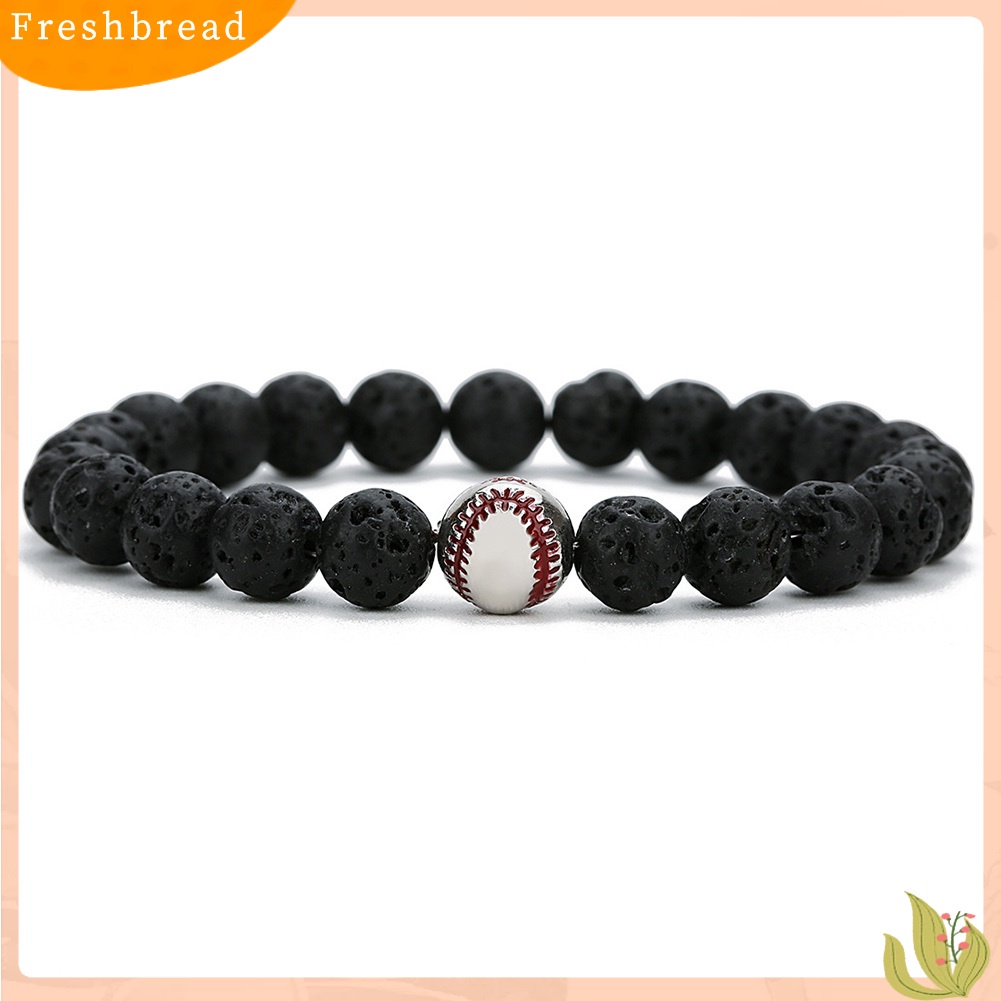 &lt; Freshbread &gt; Fashion Unisex Baseball Pesona Batu Alam Manik-Manik Gelang Bangle Perhiasan Hadiah