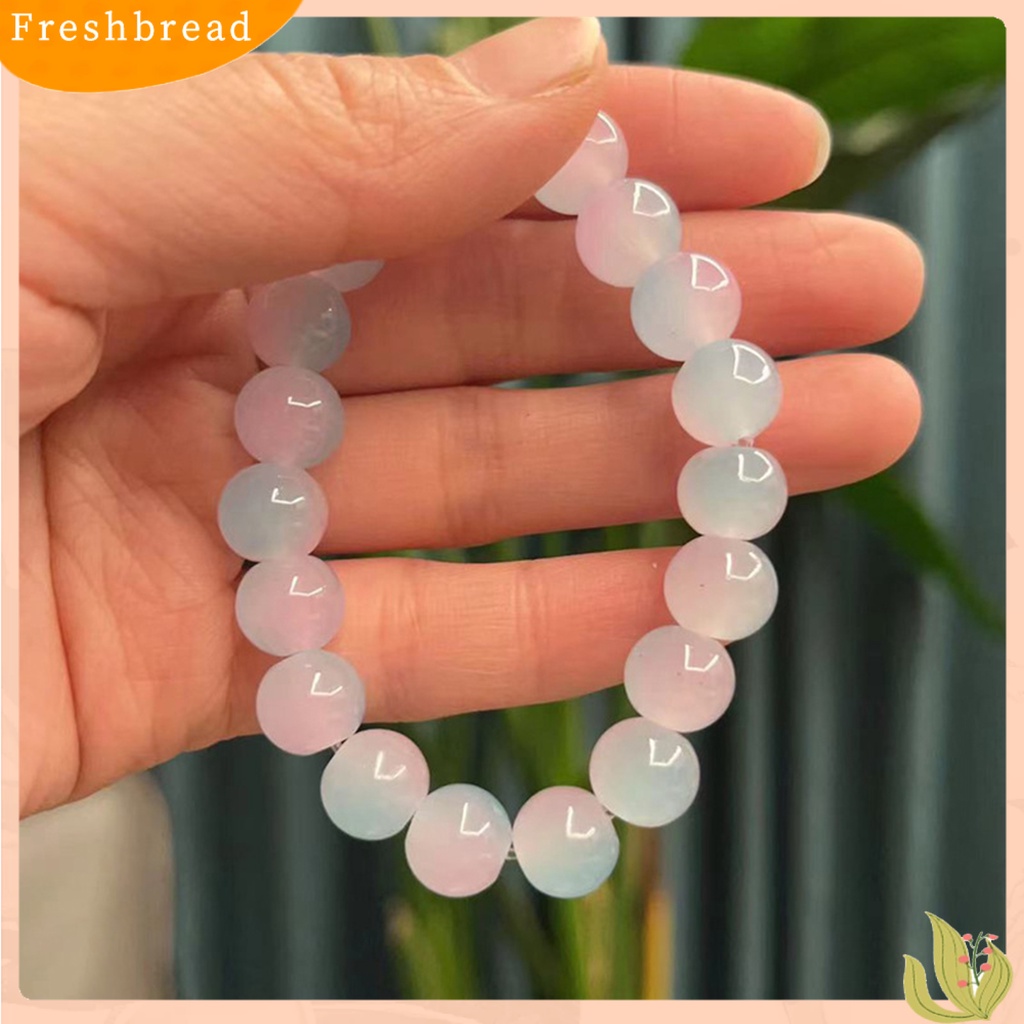 &lt; Freshbread &gt; Beads Bracelet Warna Kontras Tali Elastis Buatan Tangan Memoles Manik-Manik Kristal Imitasi Gelang Aksesoris Perhiasan