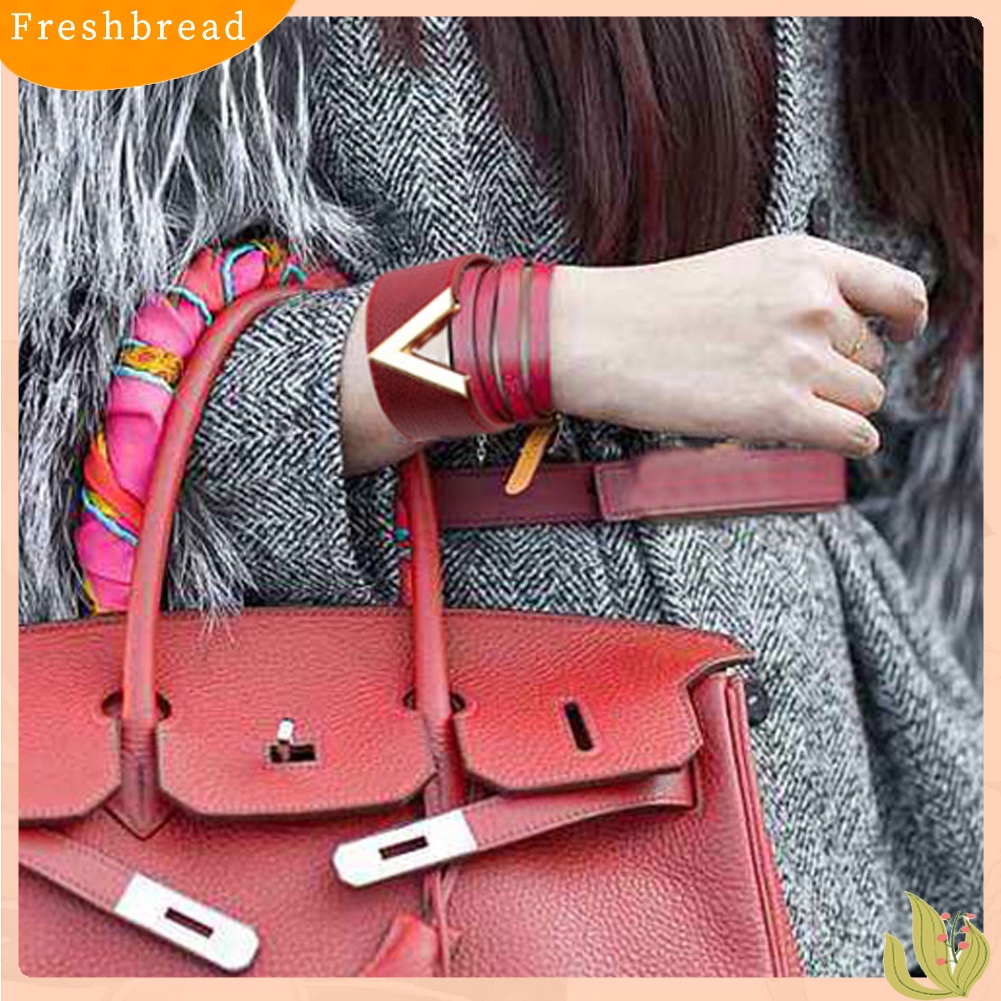 &lt; Freshbread &gt; Wanita Lebar V Bentuk Gelang Bangle Gelang Fashion Tombol Pesta Perhiasan Hadiah