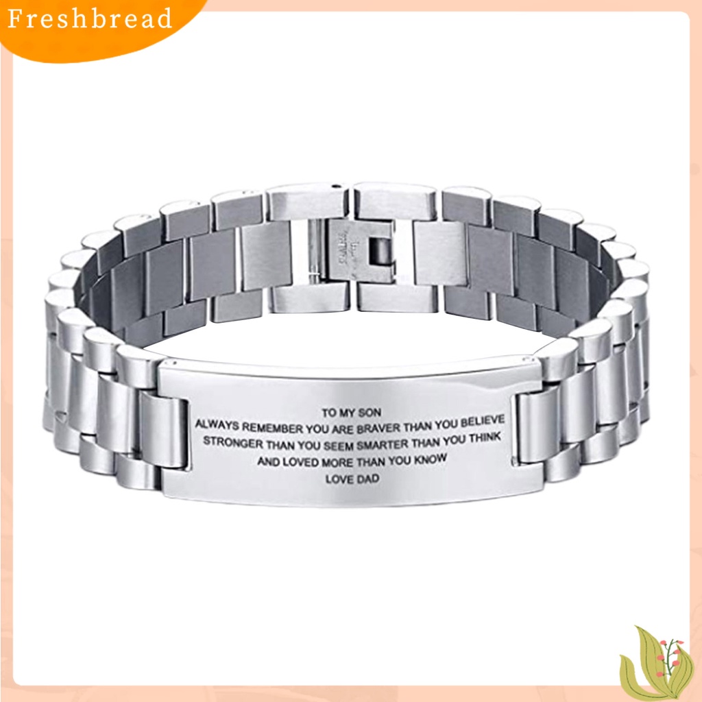 &lt; Freshbread &gt; Pria Huruf Ukiran Fashion Gelang Cowok Baja Titanium Bangle Perhiasan Hadiah