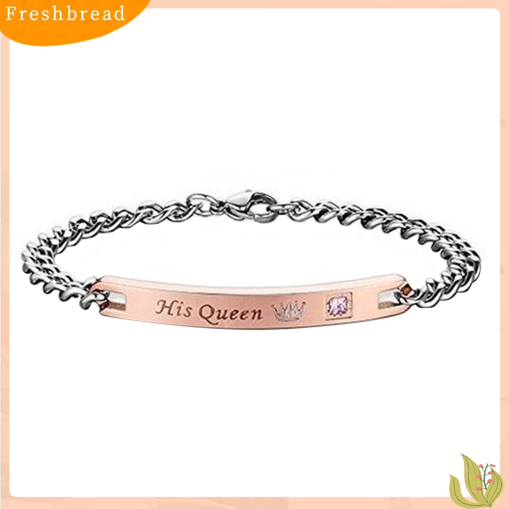 &lt; Freshbread &gt; Romantic Her Beast King His Beauty Queen Pasangan Lovers Titanium Steel Gelang