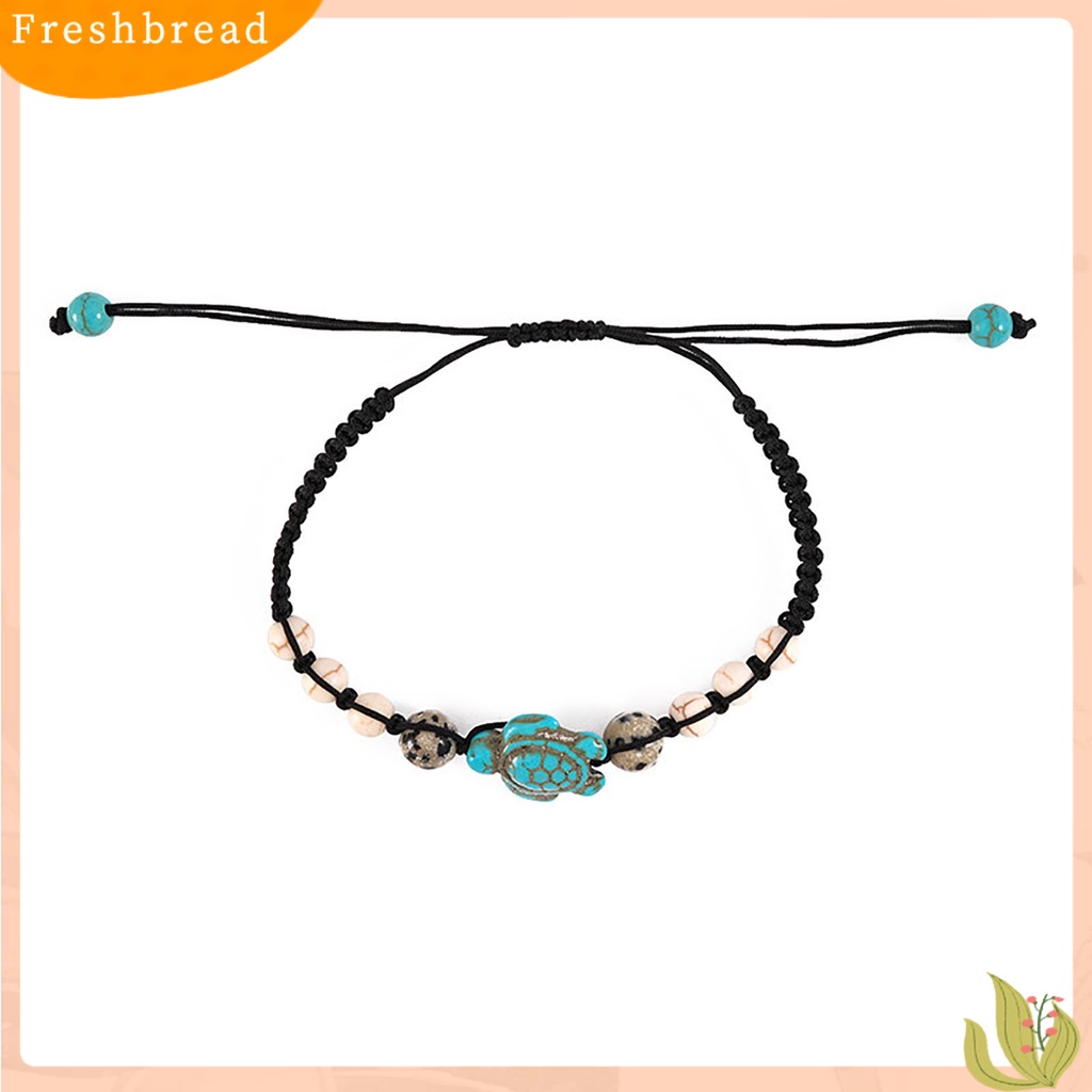 &lt; Freshbread &gt; 2Pcs Manik-Manik Gelang Retro Kura-Kura Dekorasi Buatan Tangan Adjustable Pengerjaan Halus Dekorasi Portabel Bohemian Batu Persahabatan Gelang Aksesori Pakaian