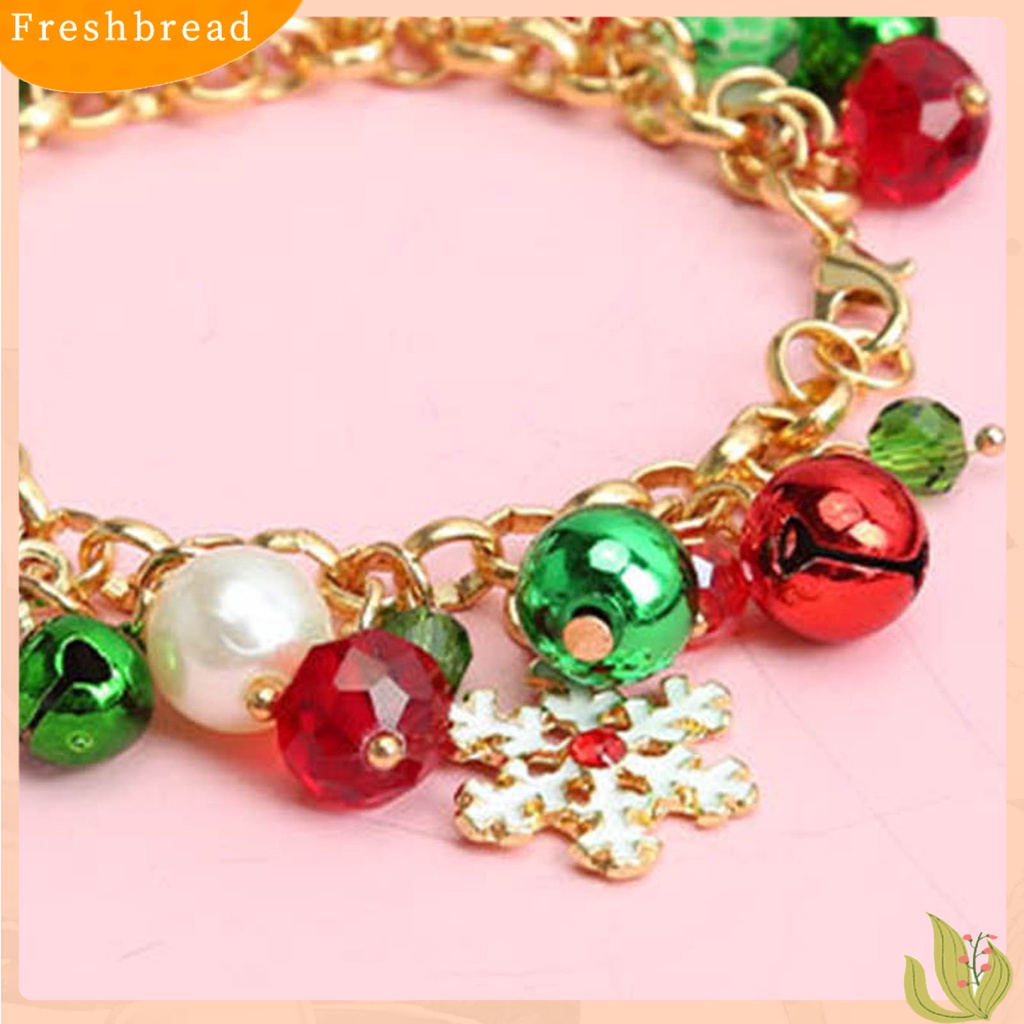 &lt; Freshbread &gt; Gelang Natal Alloy Bell Kristal Imitasi Snowflake Gelang Pohon Natal Untuk Pesta