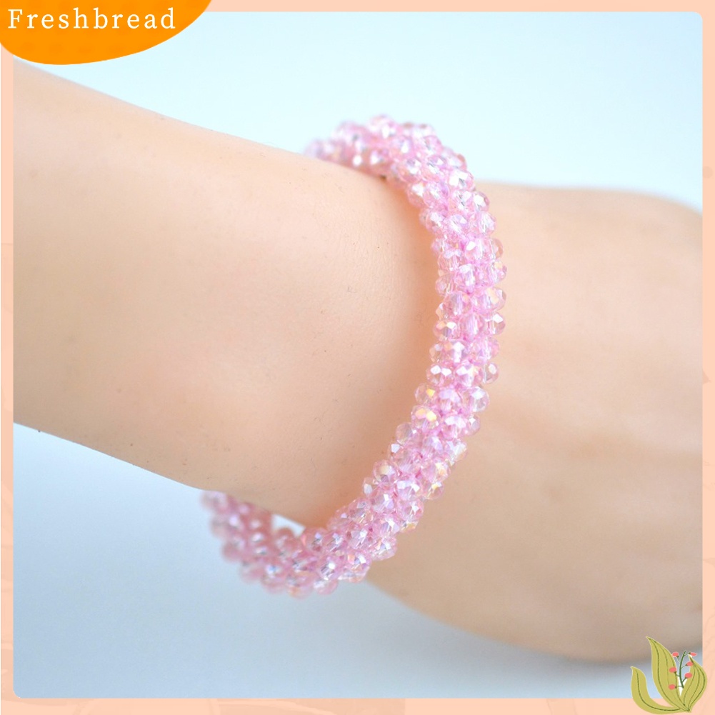 &lt; Freshbread &gt; Berlian Imitasi Mengkilap Elastis Gelang Bangle Tali Rambut Hairband Nepal Wanita Perhiasan