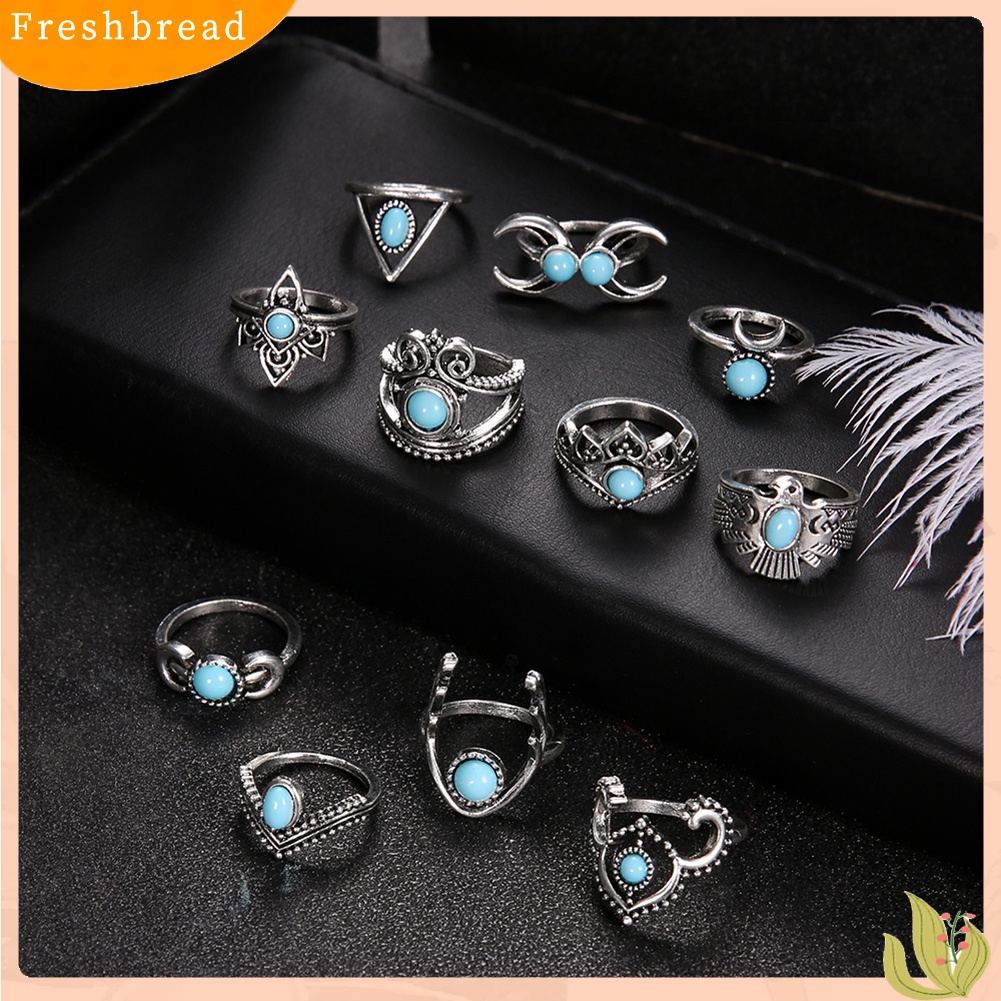 &lt; Freshbread &gt; 11Pcs/Set Vintage Wanita Perhiasan Hadiah Bohemia Palsu Turquoise Knuckle Joint Rings