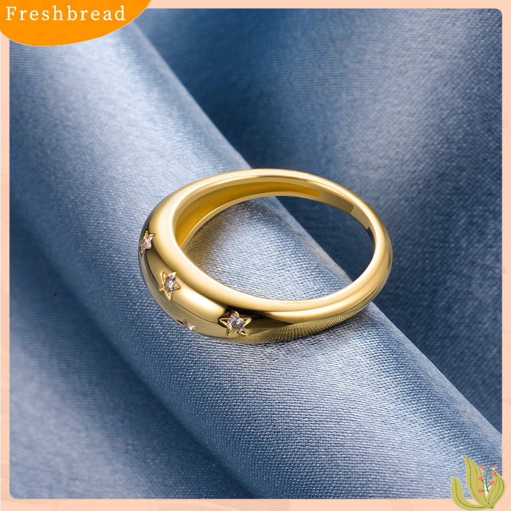 &lt; Freshbread &gt; Cincin Bintang Bahan Alloy Halus Cincin Pentagram Warna Emas Untuk Liburan