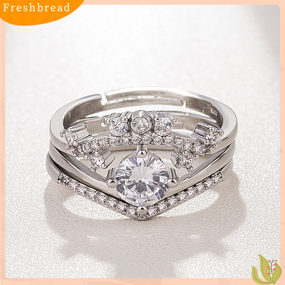 &lt; Freshbread &gt; 3in1 Couple Fashion Perak Berlapis Mahkota Jari Cincin Pesta Perhiasan Aksesori