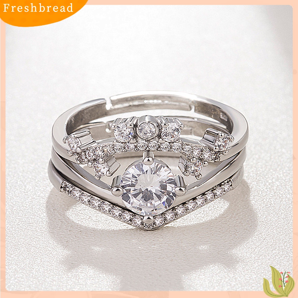 &lt; Freshbread &gt; 3in1 Couple Fashion Perak Berlapis Mahkota Jari Cincin Pesta Perhiasan Aksesori