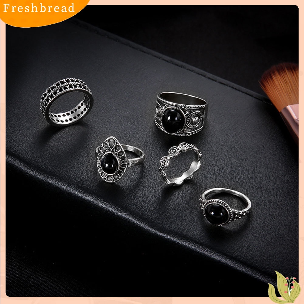 &lt; Freshbread &gt; 5Pcs Vintage Hollow Drop Above Knuckle Women Stacking Midi Rings Set Pub Hadiah