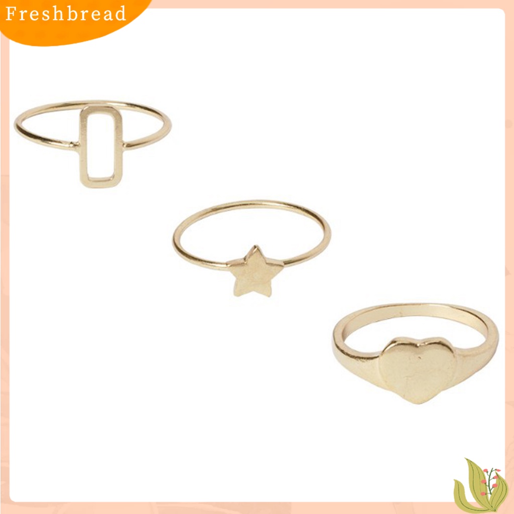 &lt; Freshbread &gt; 8Pcs Cincin Jari Bintang Berujung Lima Berlian Imitasi Perhiasan Electroplating Geometris Cincin Hadiah Ulang Tahun