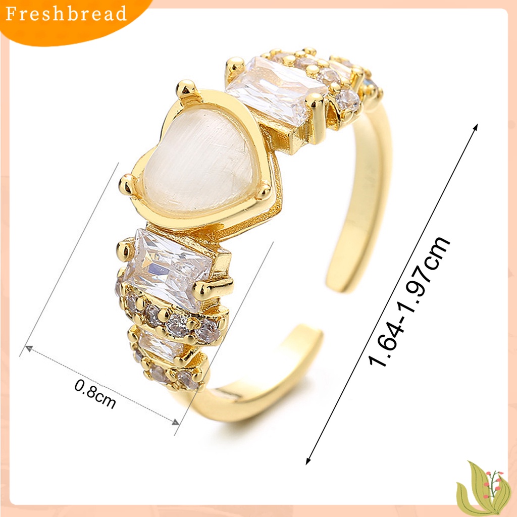 &lt; Freshbread &gt; Wanita Cincin Cinta-Berbentuk Hati Kristal Imitasi Pembukaan Dapat Disesuaikan Retro Hadiah Berlian Imitasi Tertanam Wanita Jari Cincin Perhiasan Fashion