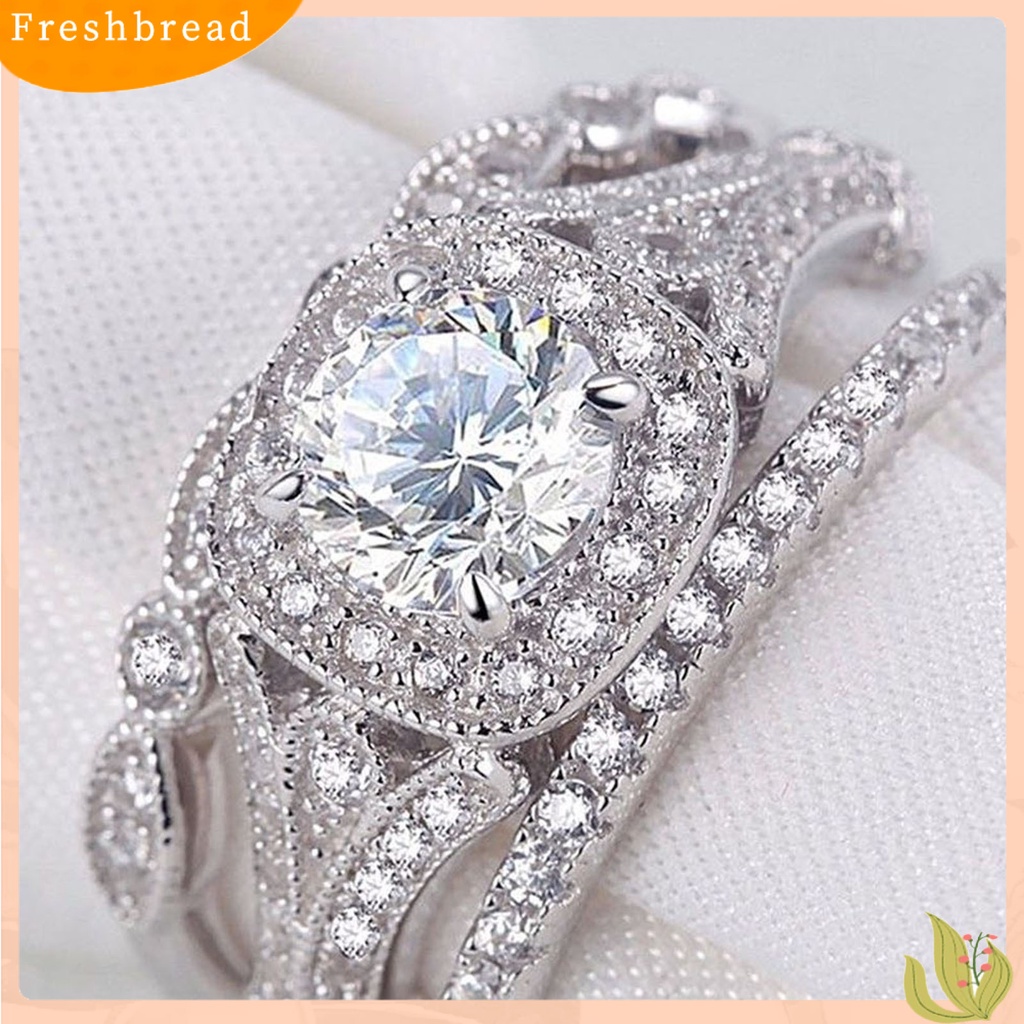 &lt; Freshbread &gt; 3Pcs/Set Indah Permukaan Halus Pernikahan Band Alloy Berlian Imitasi Elegan Wanita Rings Set Charm Jewelry