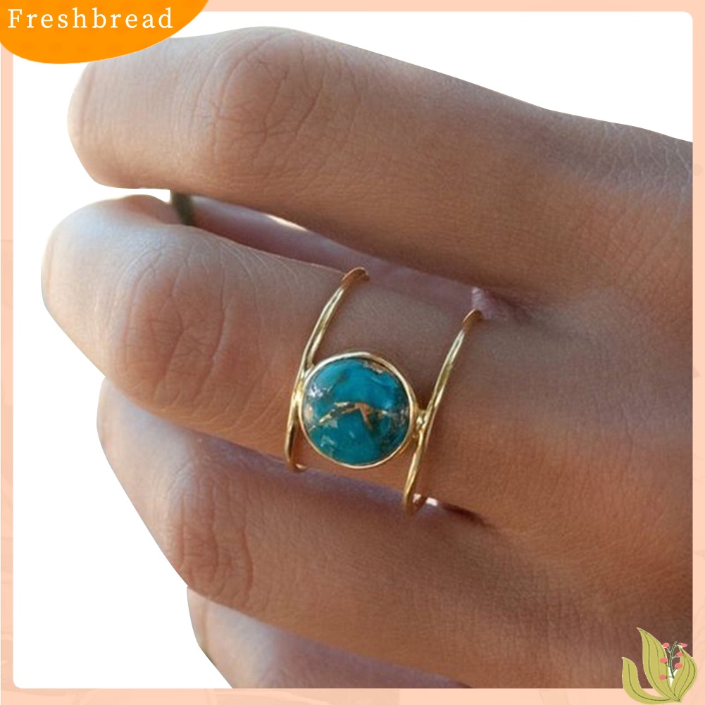 &lt; Freshbread &gt; Fashion Putaran Faux Turquoise Perhiasan Hadiah Wanita Lady Pesta Pernikahan Jari Cincin