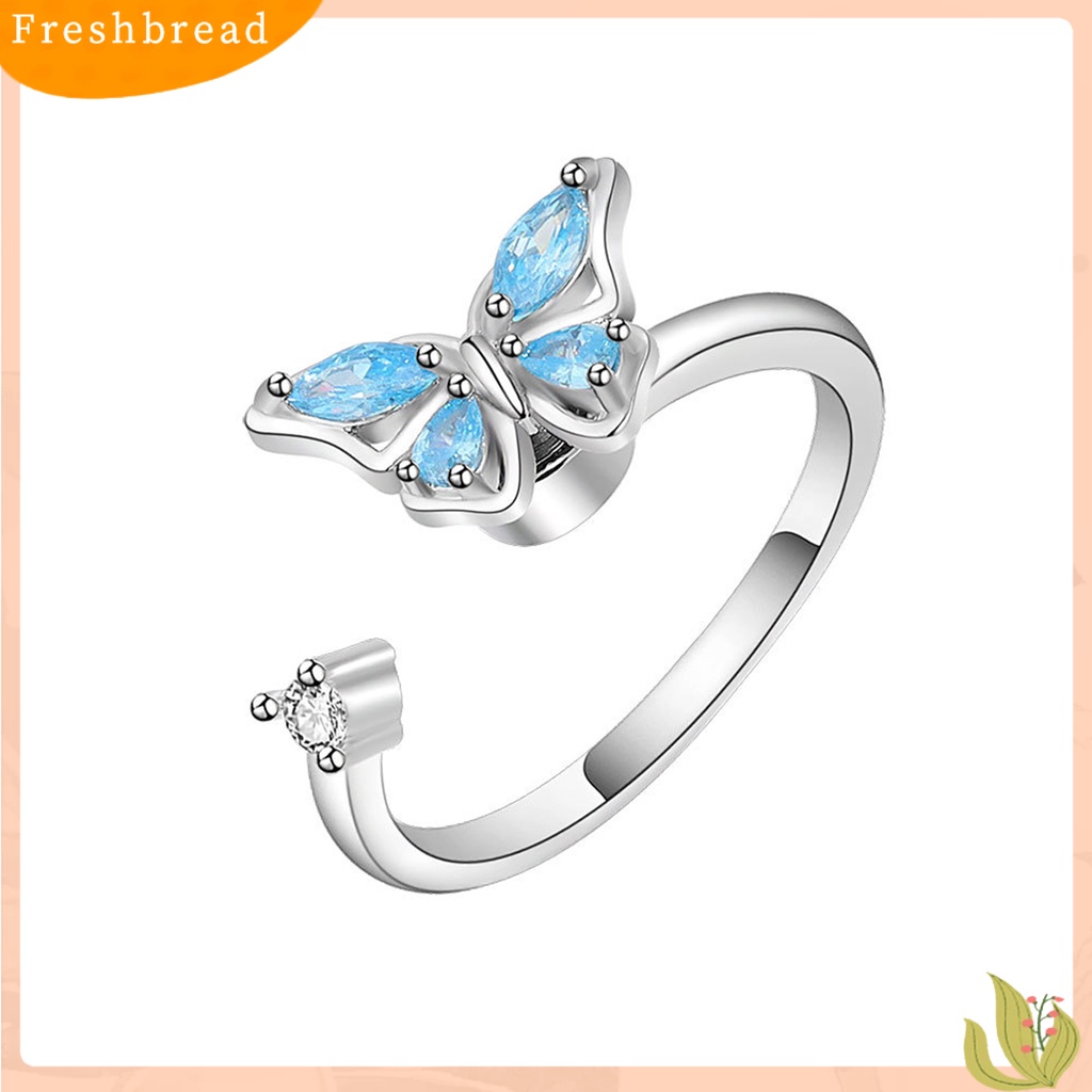 &lt; Freshbread &gt; Cincin Jari Geometris Menawan Niche Electroplating Opening Dekorasi Tidak Luntur Diputar Kupu-Kupu Terbuka Cincin Wanita Perhiasan
