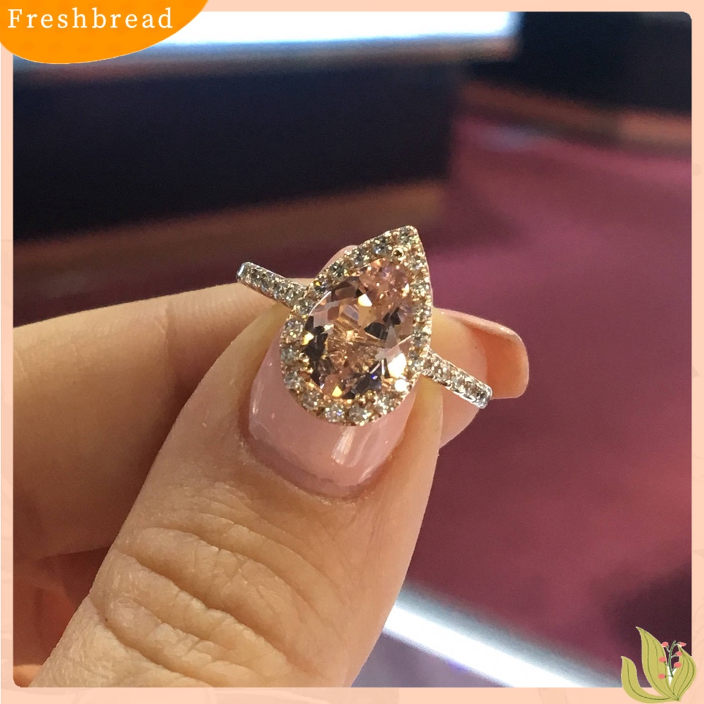 &lt; Freshbread &gt; Wanita Circlet Berlian Imitasi Hias Bentuk Tetesan Air Cincin Jari Portabel Indah Untuk Ulang Tahun