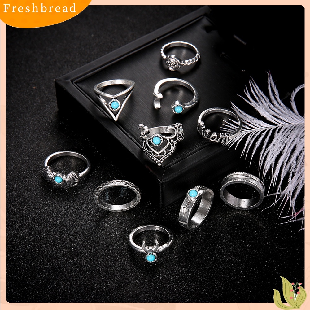 &lt; Freshbread &gt; Wanita Bohemia Palsu Turquoise Fingers Knuckle Rings Perhiasan Pesta Pernikahan