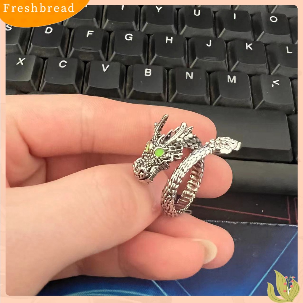 &lt; Freshbread &gt; Pria Cincin Pembukaan Berlebihan Tren Baru Kepribadian Hadiah Keren Perak-Warna Lilit Naga Loong Jari Cincin Perhiasan Fashion