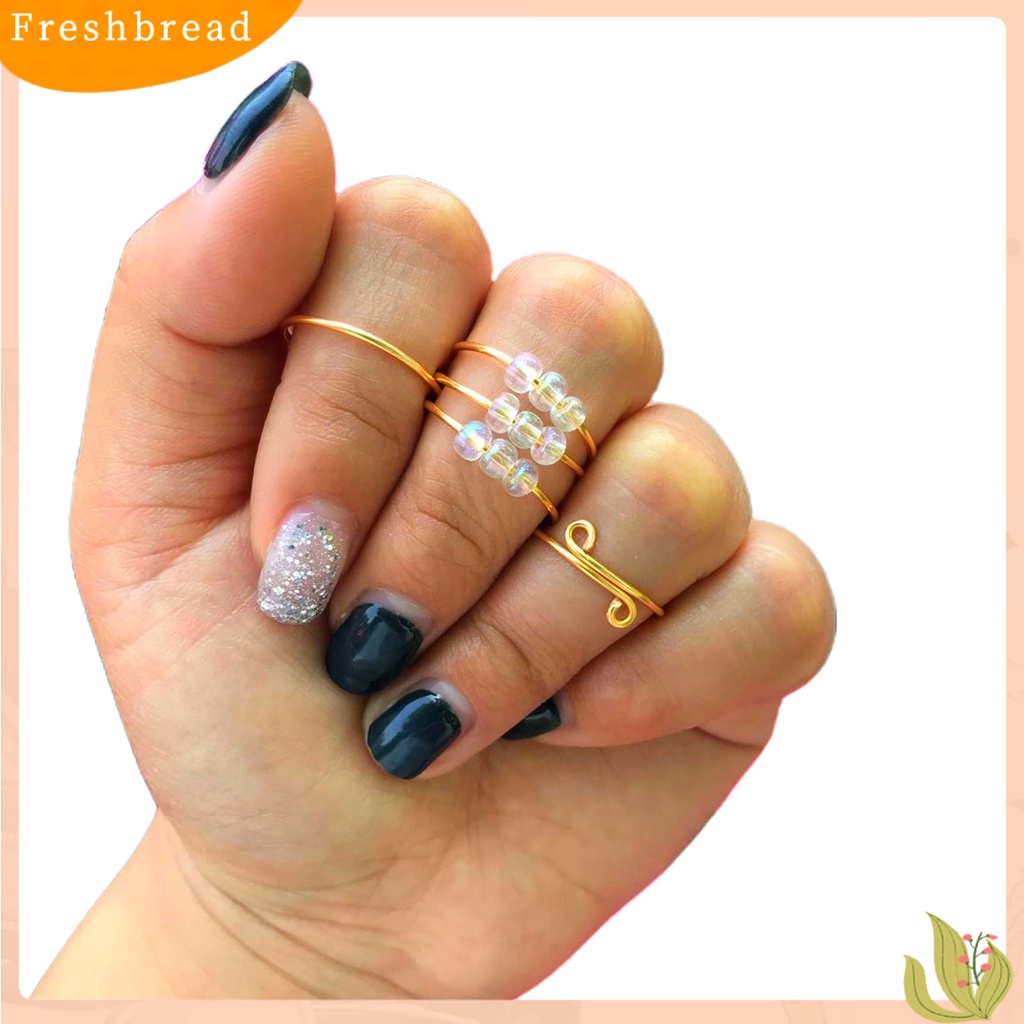 &lt; Freshbread &gt; 5Pcs Manik-Manik Kaca Spiral Coil Tunggal Tembaga Berputar Anti-Stres Pembukaan Fidget Rings Untuk Kehidupan Sehari-Hari