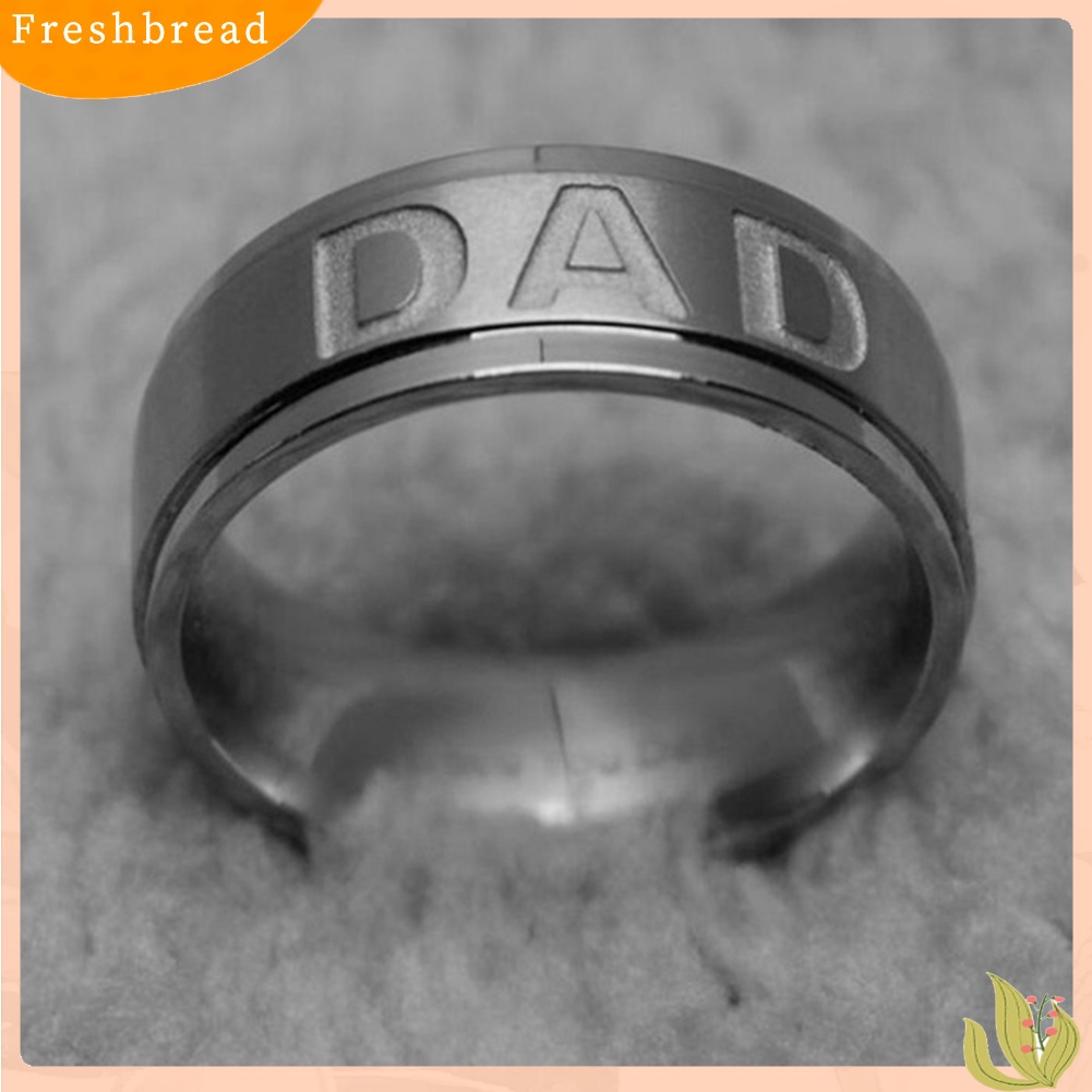 &lt; Freshbread &gt; Pria Fashion Ayah Terukir Stainless Steel Band Cincin Perhiasan Hadiah Hari Ayah