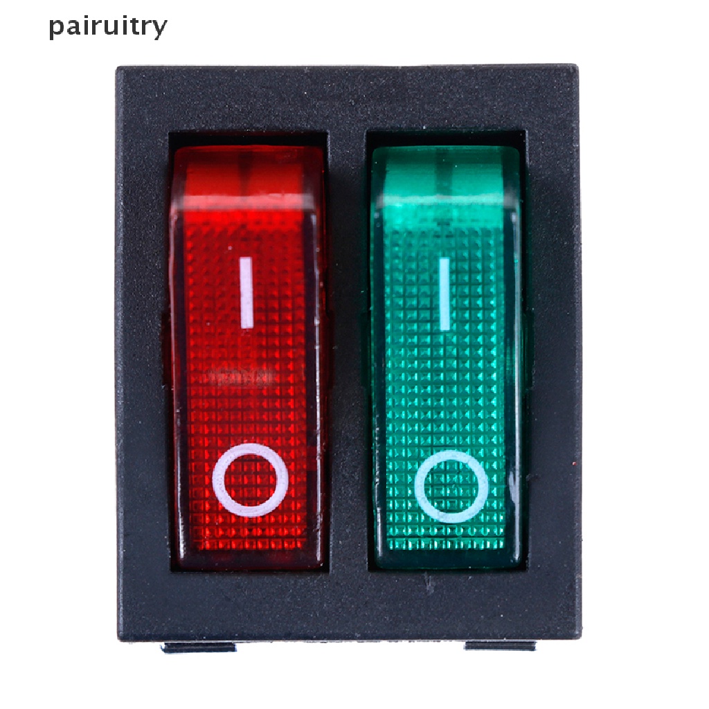 Prt 6pin on/off Saklar double spst rocker boat 250V/15A 125V/20A Lampu Merah Hijau PRT