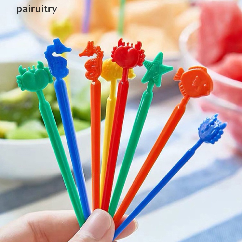 Prt 18Pcs Kartun Garpu Buah Bento Box Forks Ocean Style Fruit Cake Dessert Forks PRT