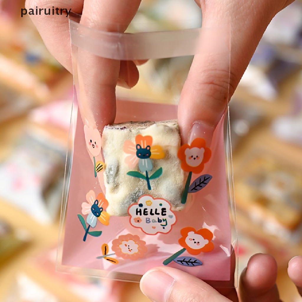 Prt 100Pcs Kantong Bingkisan Kue Bening Plastik Permen Cookies Biskuit Packaging Bags PRT