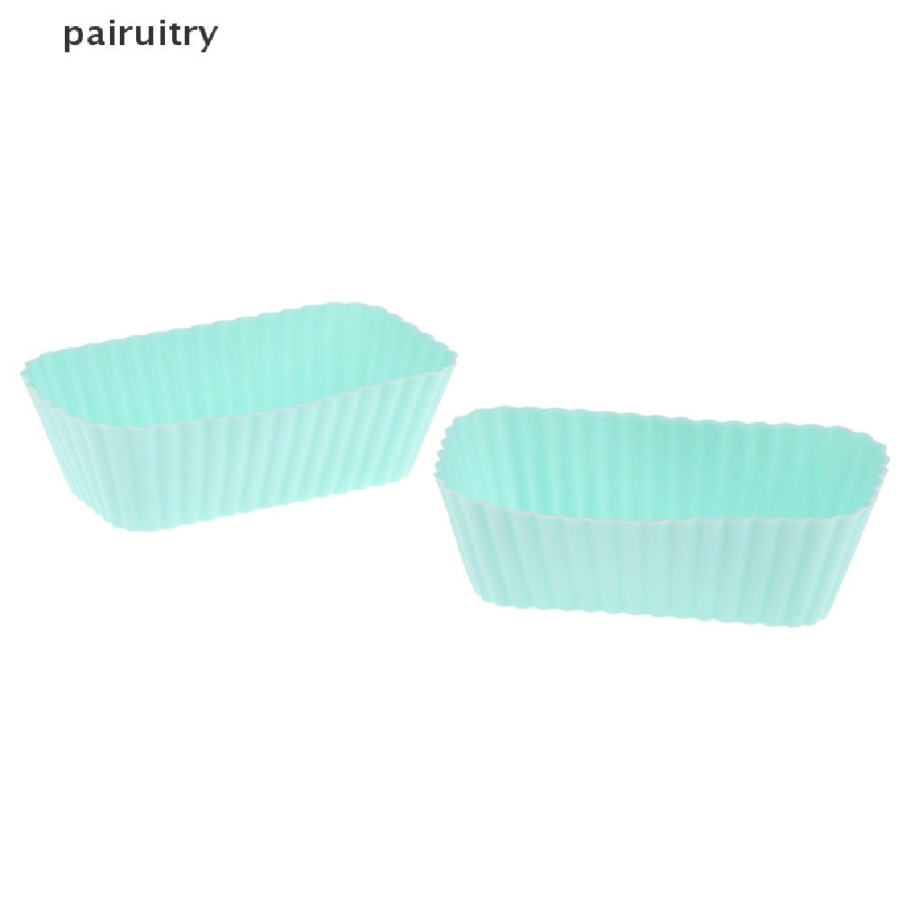 Prt 6Pcs Cetakan Cup Kue Silikon Persegi Panjang Muffin Cupcake Liner Baking Mold PRT