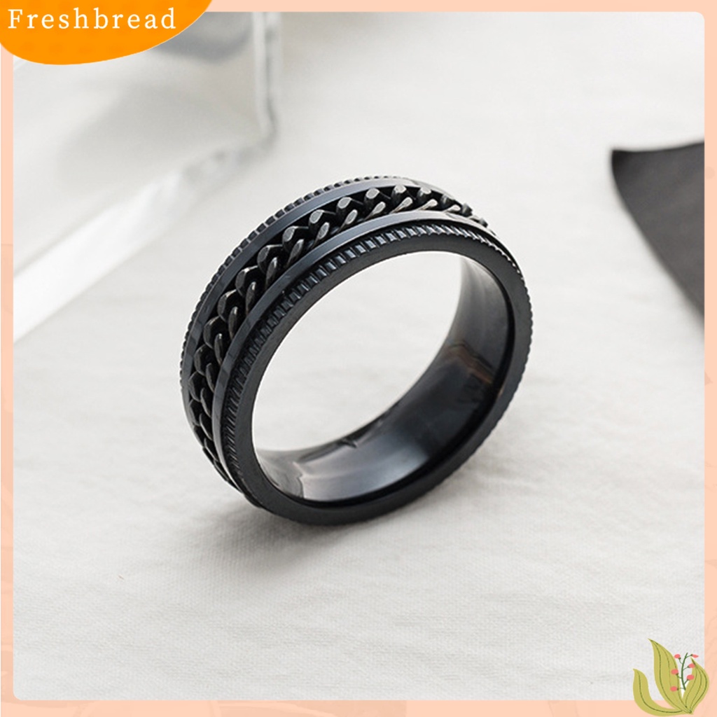 &lt; Freshbread &gt; Pria Cincin Sederhana Tinggi Dipoles Perhiasan Fashion Rantai Berputar Hias Jari Cincin Untuk Pesta