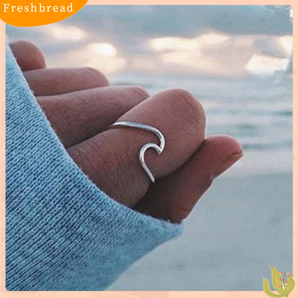 &lt; Freshbread &gt; Fashion Wanita Kreatif Bentuk Gelombang Jari Cincin Pertunangan Pesta Perhiasan Hadiah