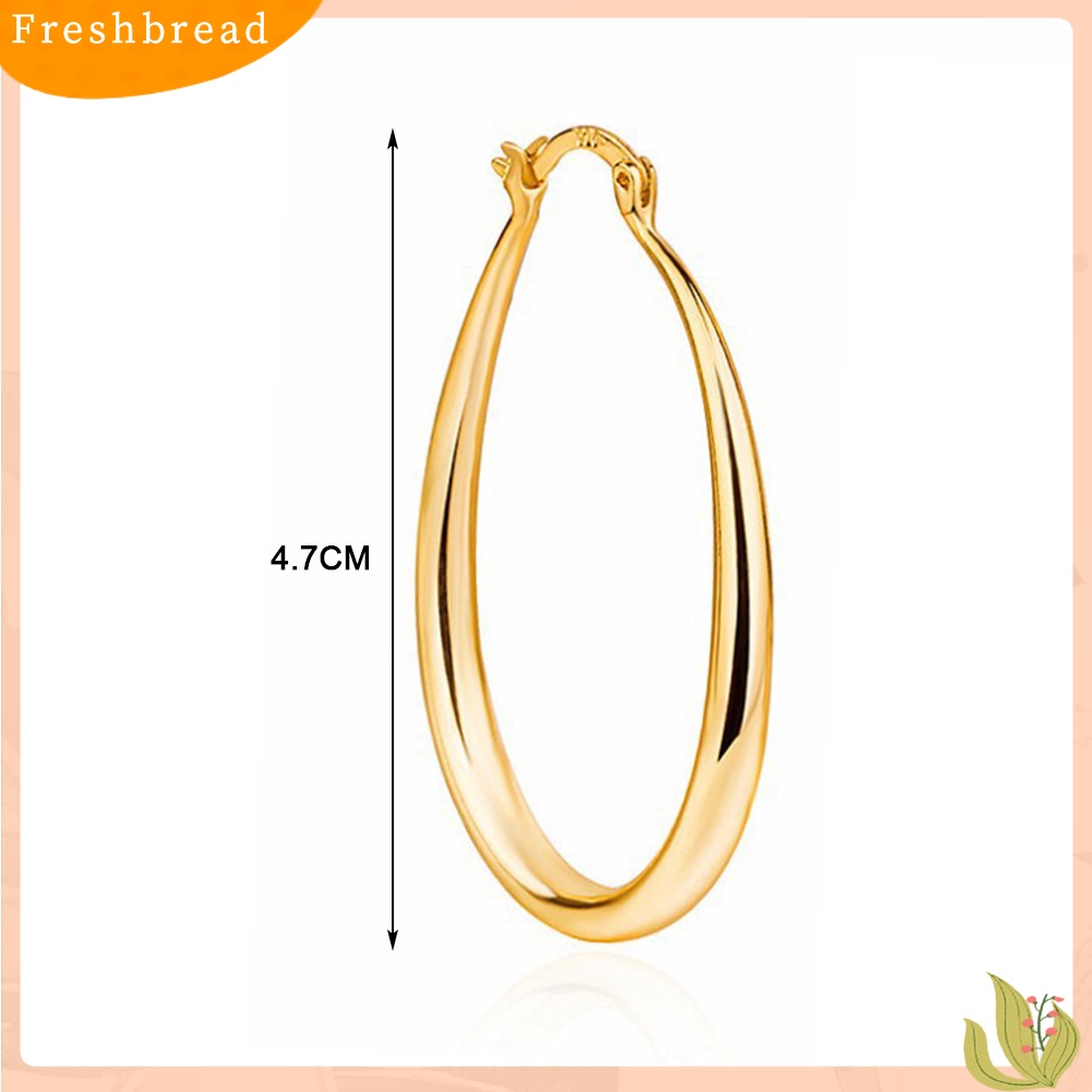 &lt; Freshbread &gt; 1pasang Anting Wanita Sederhana Dress Up Paduan Kantor Lady Oval Tipe Hoop Alloy Earrings Pakaian Sehari-Hari