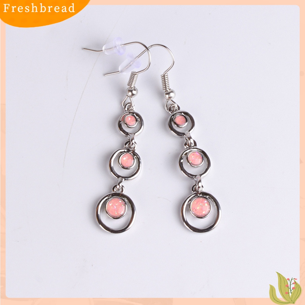 &lt; Freshbread &gt; 1pasang Anting Wanita Panjang Simetris Bulat Hoop Eye-catching Menjuntai Earrings Untuk Prom