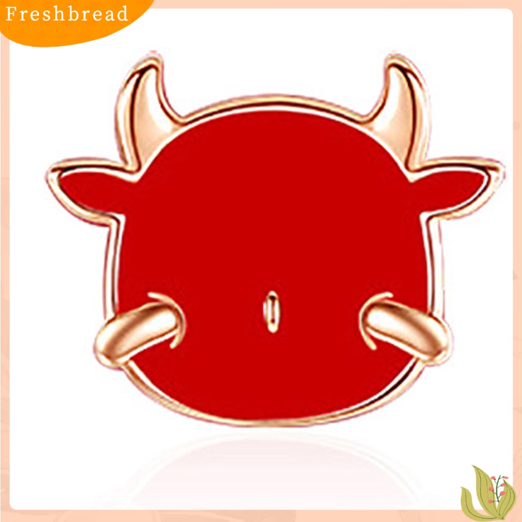 &lt; Freshbread &gt; 1pasang Anting Tusuk Gaya China Perhiasan Hadiah Merah Wanita Cow Ear Studs Untuk Festival Musim Semi