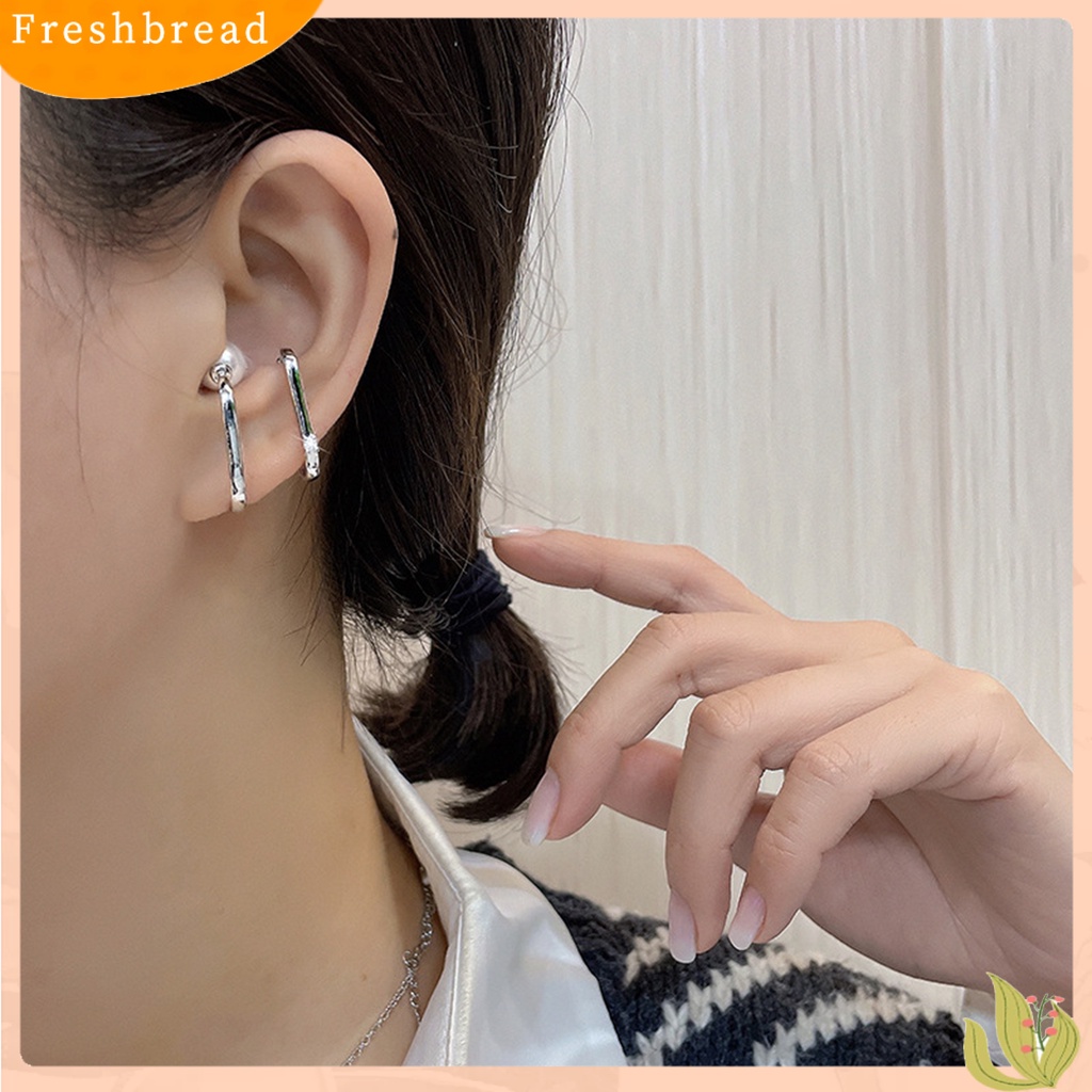 &lt; Freshbread &gt; 1Pc Anting Klip Permukaan Halus Bukaan Bland Anti Cacat Tahan Korupsi Warna Solid Tembaga Stainless Tanpa Tindik Klip Telinga Portabel