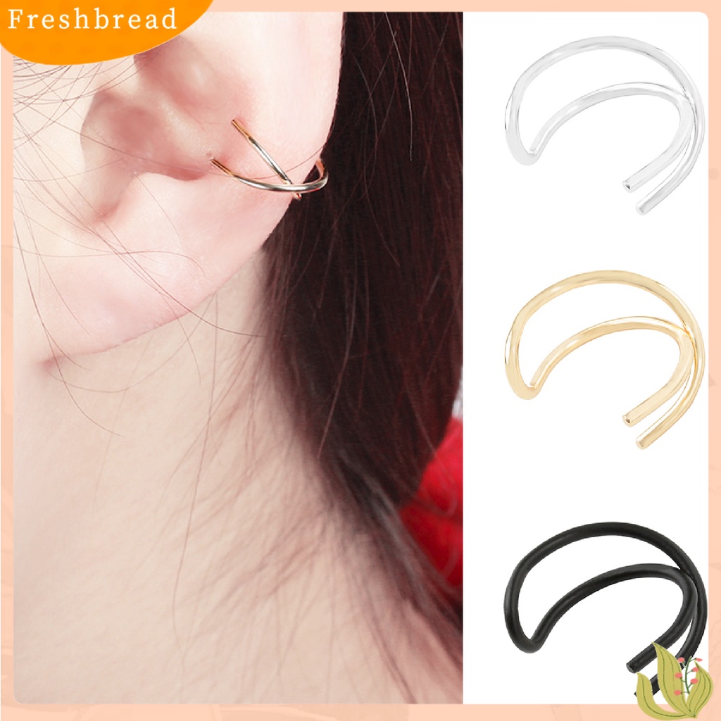 &lt; Freshbread &gt; 1pc Klip Telinga Gaya Simple Anting Elegan Lapisan Ganda Tanpa Tindik Untuk Kehidupan Sehari-Hari