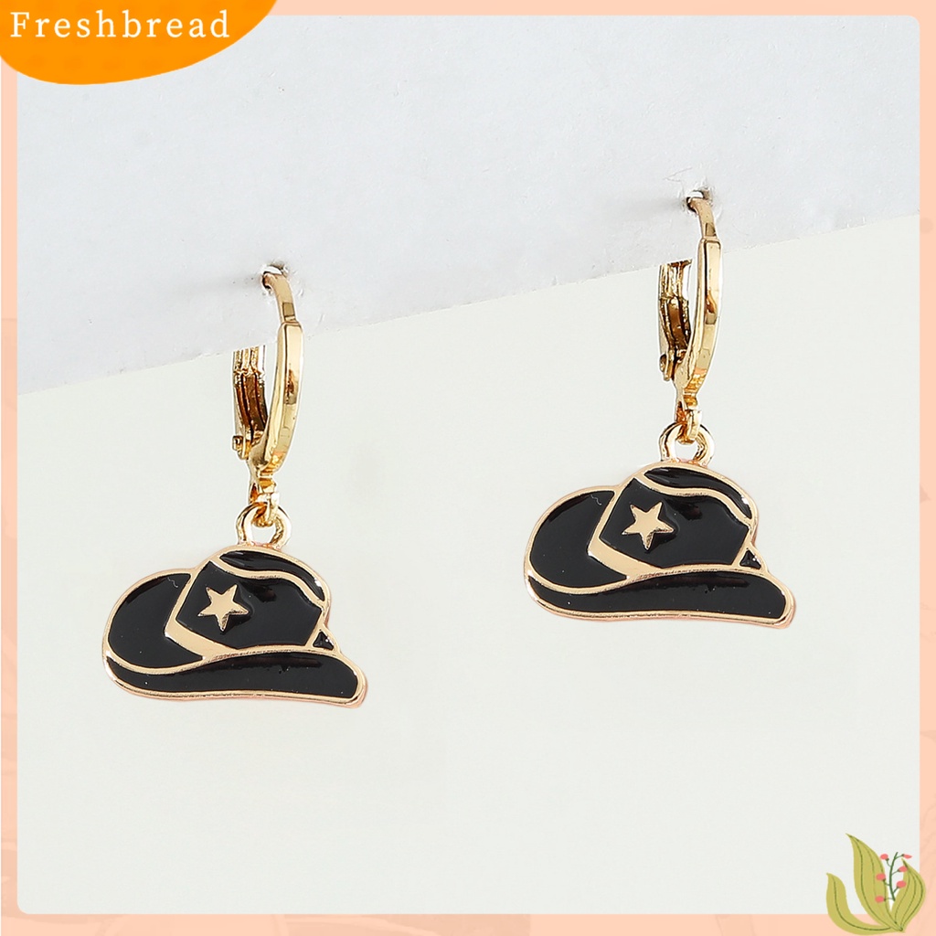 &lt; Freshbread &gt; 1pasang Menjuntai Anting Tren Baru Kepribadian Keren Modern Lucu Menjatuhkan Minyak Topi Koboi Drop Earrings Perhiasan Fashion