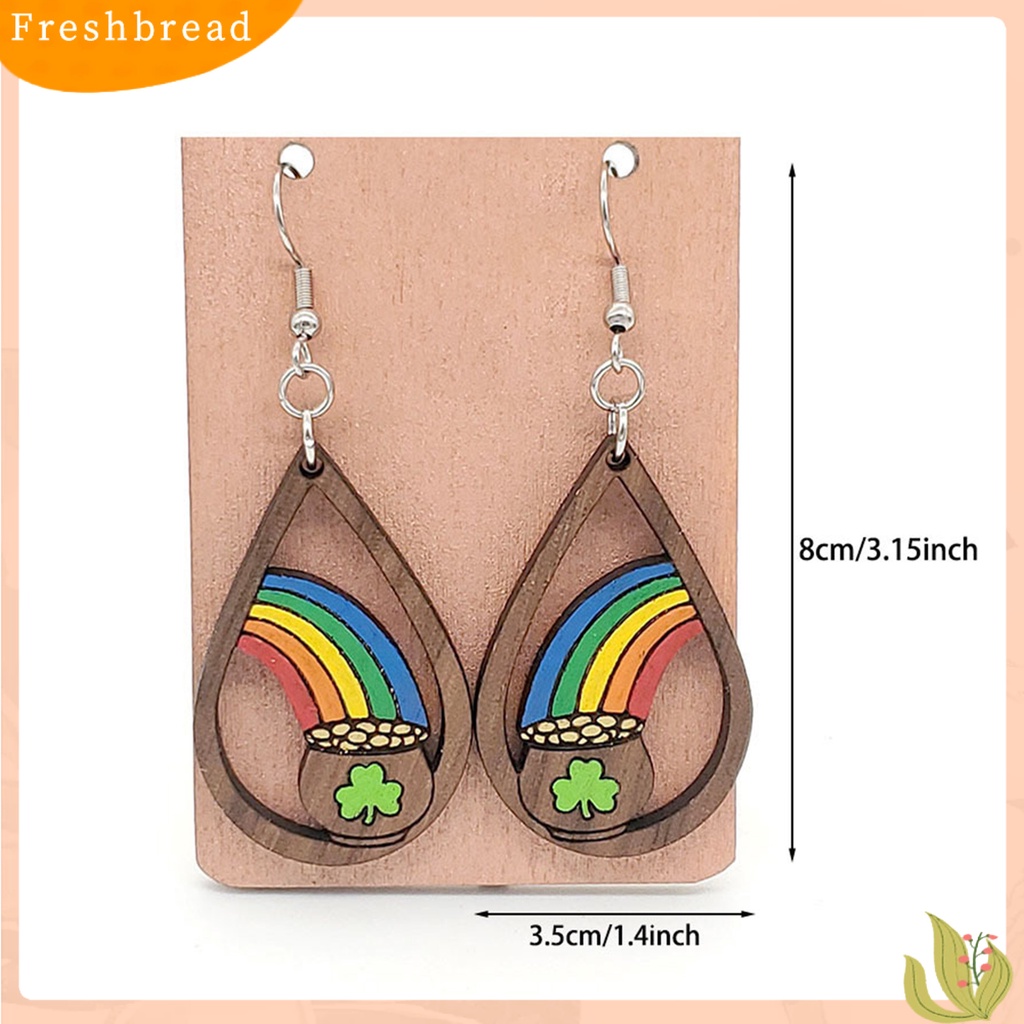 &lt; Freshbread &gt; 1pasang Drop Anting Tindik Bentuk Geometris Liontin Pengerjaan Halus Indah Telinga Dekorasi Perhiasan Fashion St Anting Patricks Day Clovers Green Rainbow