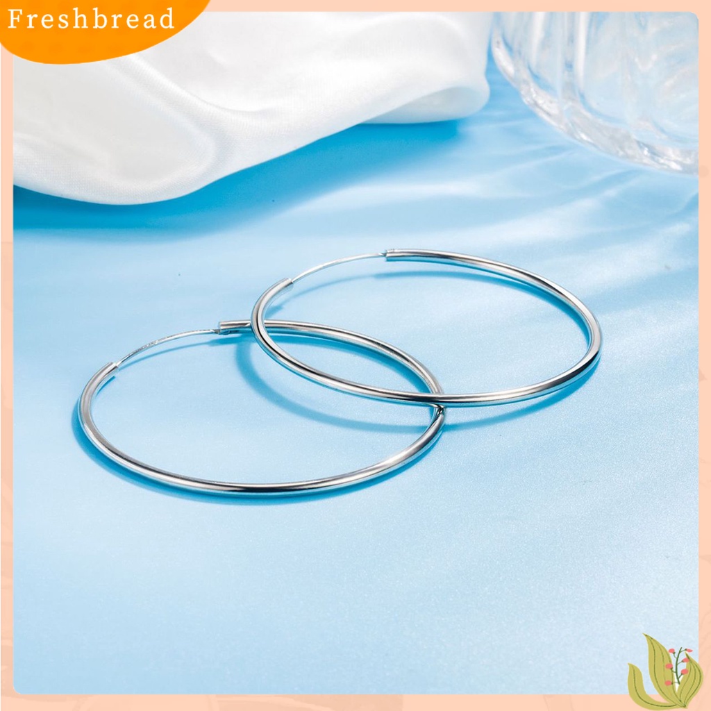 &lt; Freshbread &gt; 1pasang Cincin Telinga Elegan Menawan Berlebihan Permukaan Halus Lingkaran Besar Pengerjaan Halus Geometris Oversized Anting Hoop Besar Untuk Pacaran